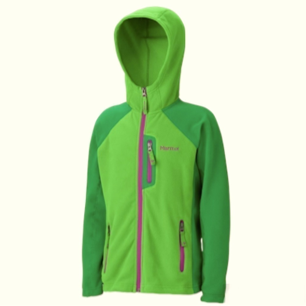Marmot Full Zip Hooded Polartech Fleece Women’s Size Medium Green & Purple